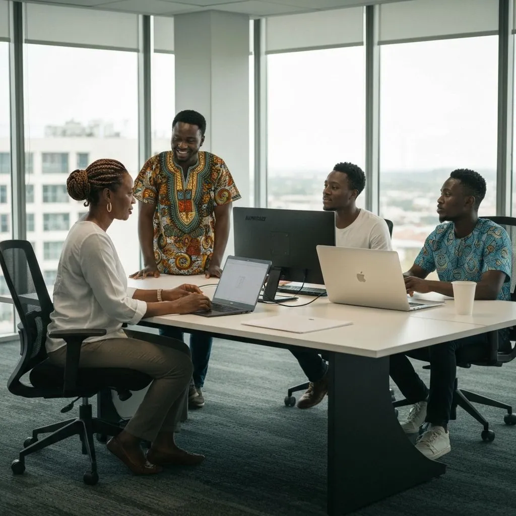 Watabe Digital software developers and cybersecurity consultants collaborating in Dar es Salaam office, Tanzania